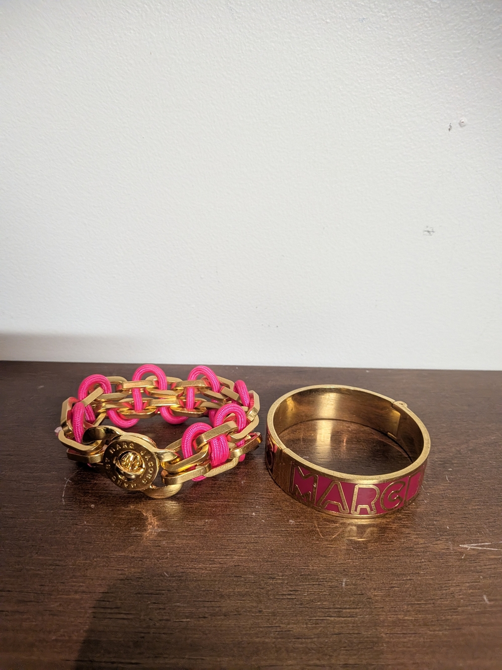 Marc by Marc Jacobs Gold-Tone Bracelet Duo with Hot Pink Accents